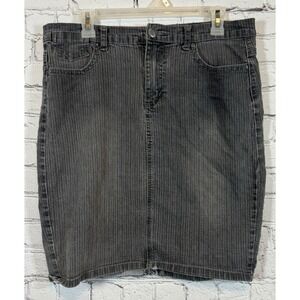 Miss Nofuze‎ Denim Skirt Pinstripe Wash Black Jean Skirt Size 14